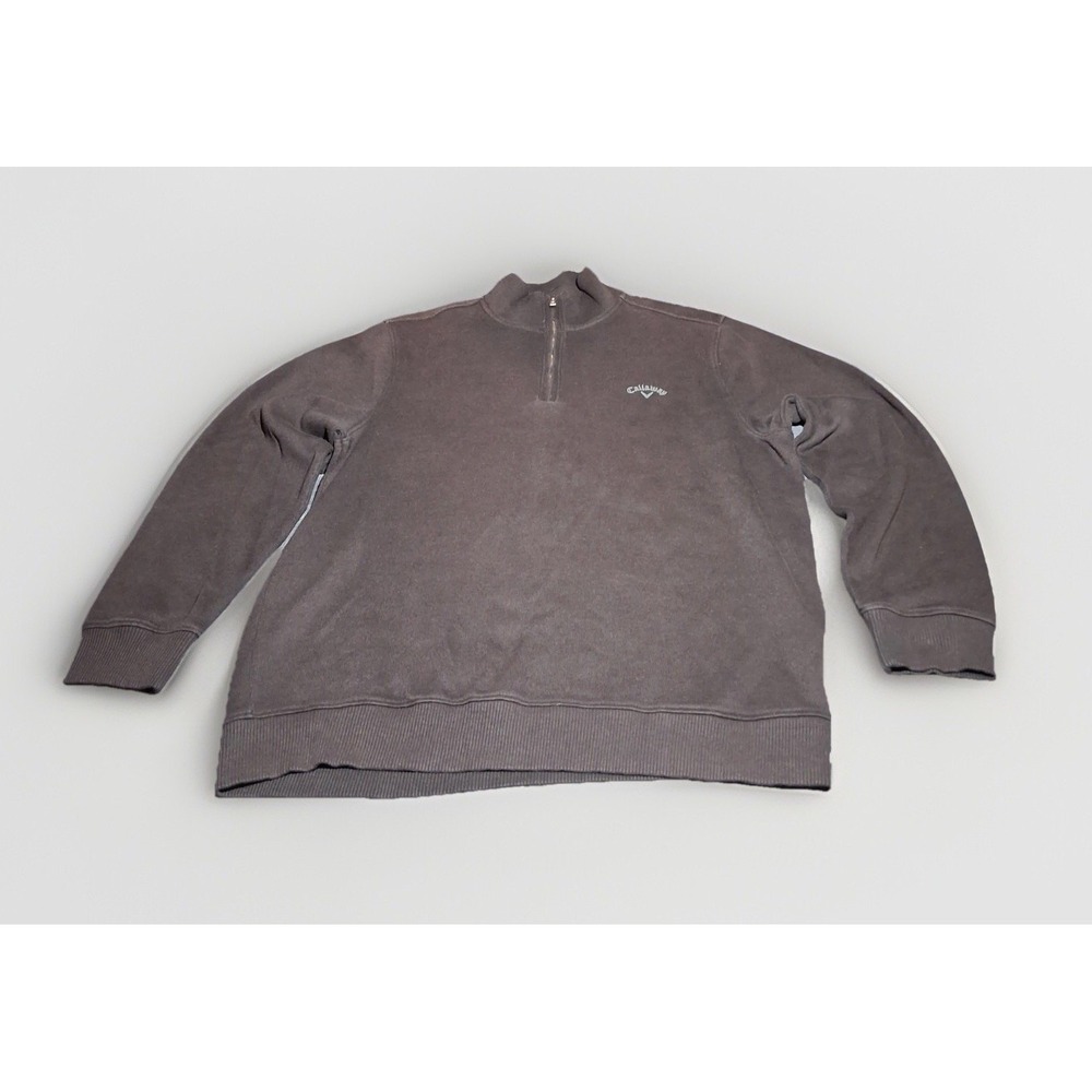 Callaway‎ Mens Quarter Zip Pullover Sweater Charcoal Gray Golf L Large Mock Neck